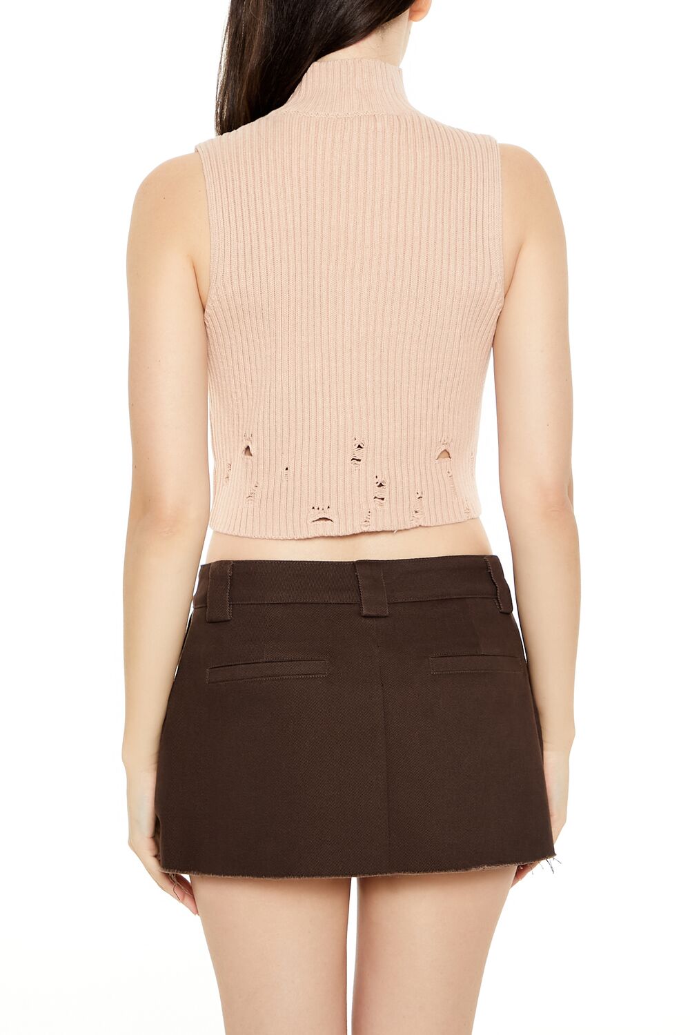 Distressed Turtleneck Sweater Vest | Forever 21 Womens