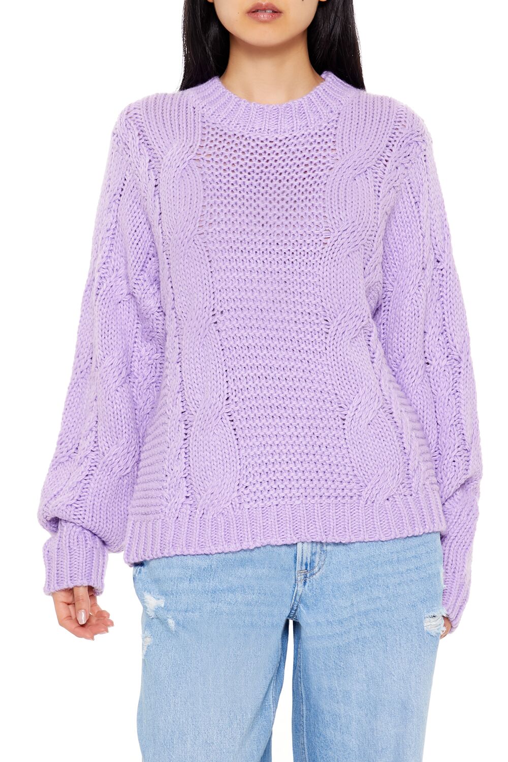 Ribbed-Trim Cable Knit Sweater | Forever 21 Womens