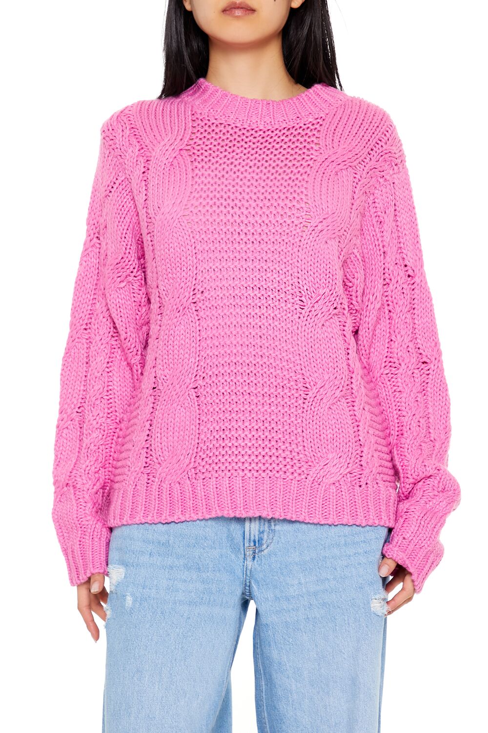 Ribbed-Trim Cable Knit Sweater | Forever 21 Womens