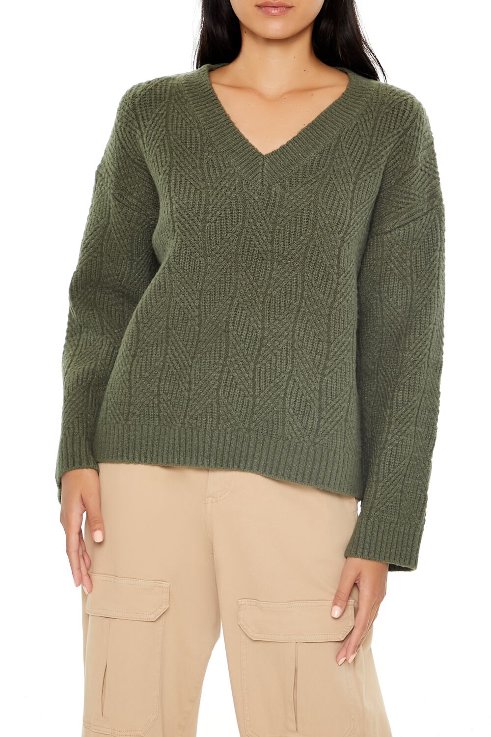 Geo V-Neck Drop-Sleeve Sweater | Forever 21 Womens