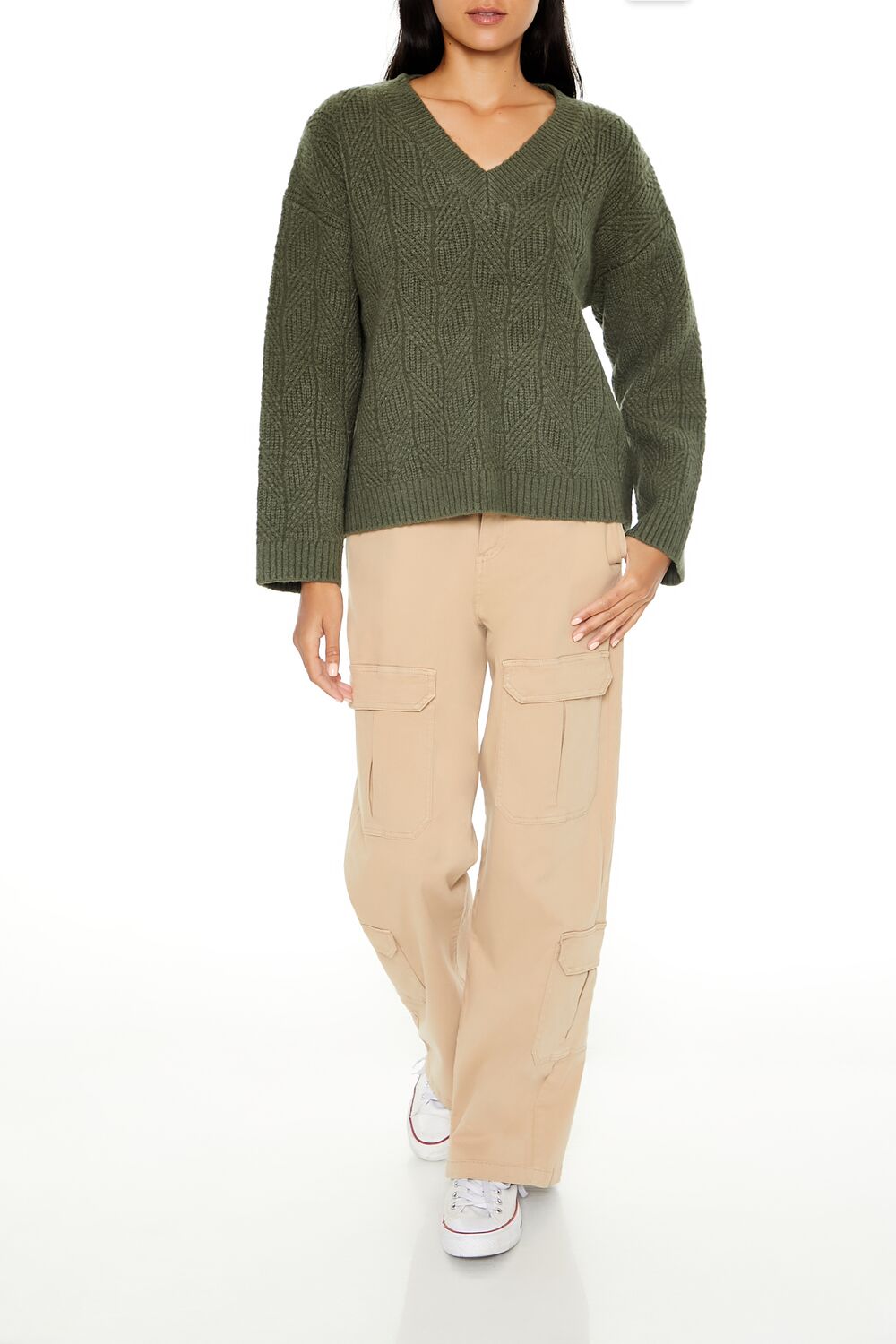 Geo V-Neck Drop-Sleeve Sweater | Forever 21 Womens