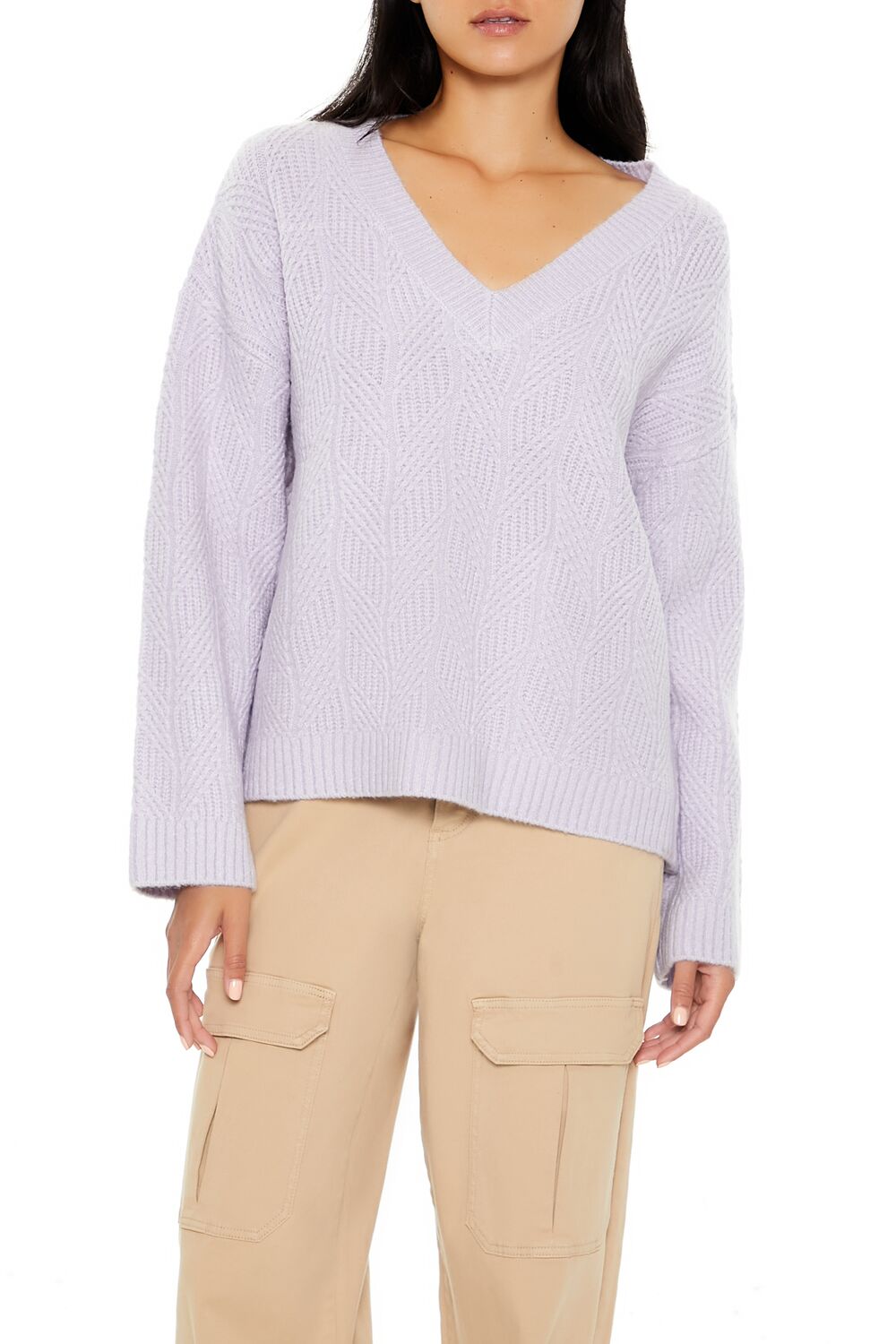 Geo V-Neck Drop-Sleeve Sweater | Forever 21 Womens