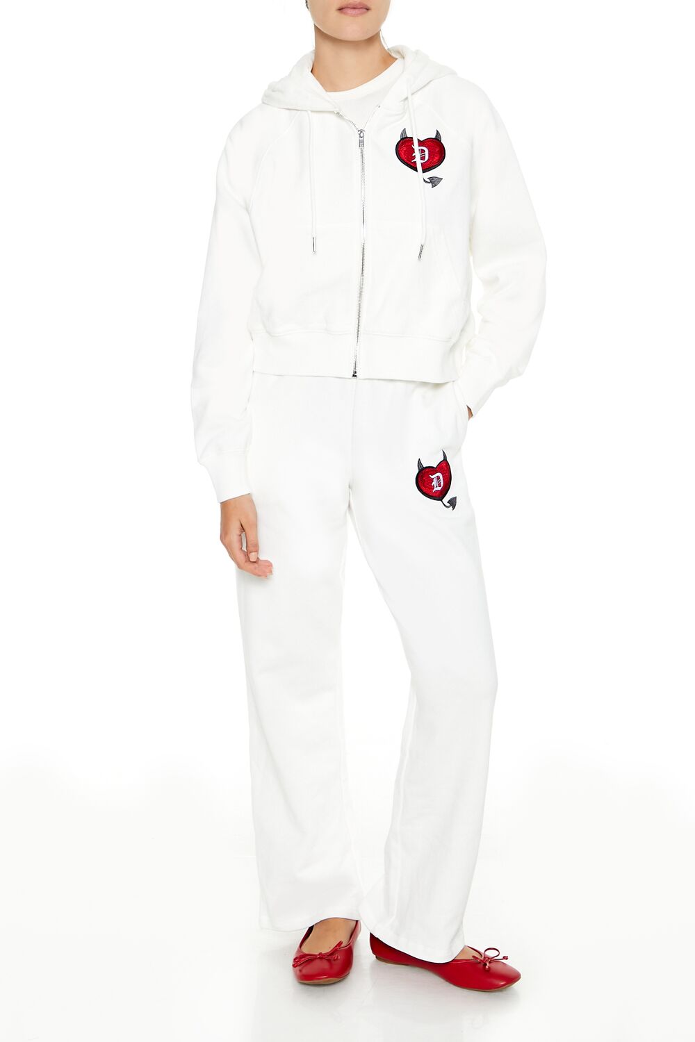 Embroidered Devil Heart Zip-Up Hoodie | Forever 21 Womens