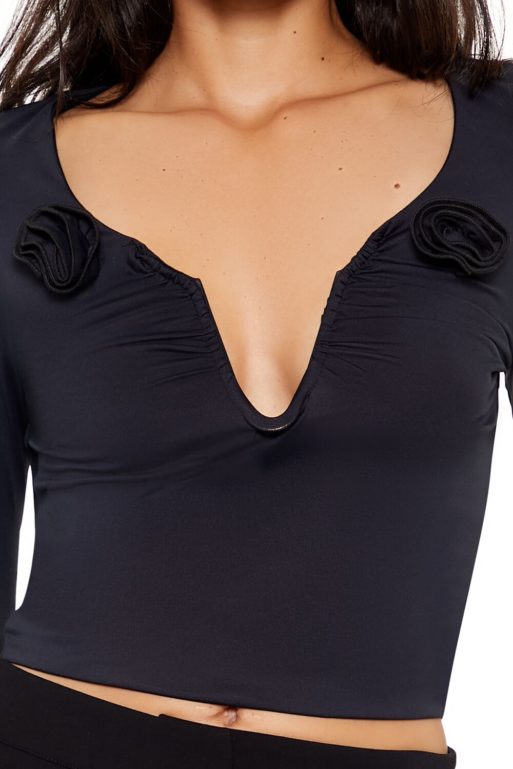 Rosette Long-Sleeve Crop Top | Forever 21 Womens