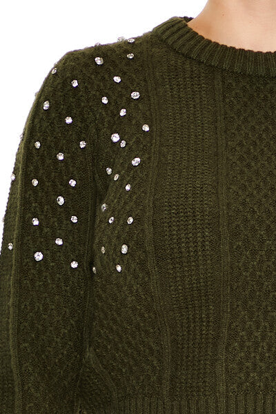 Faux Gem Cable Knit Sweater | Forever 21 Womens