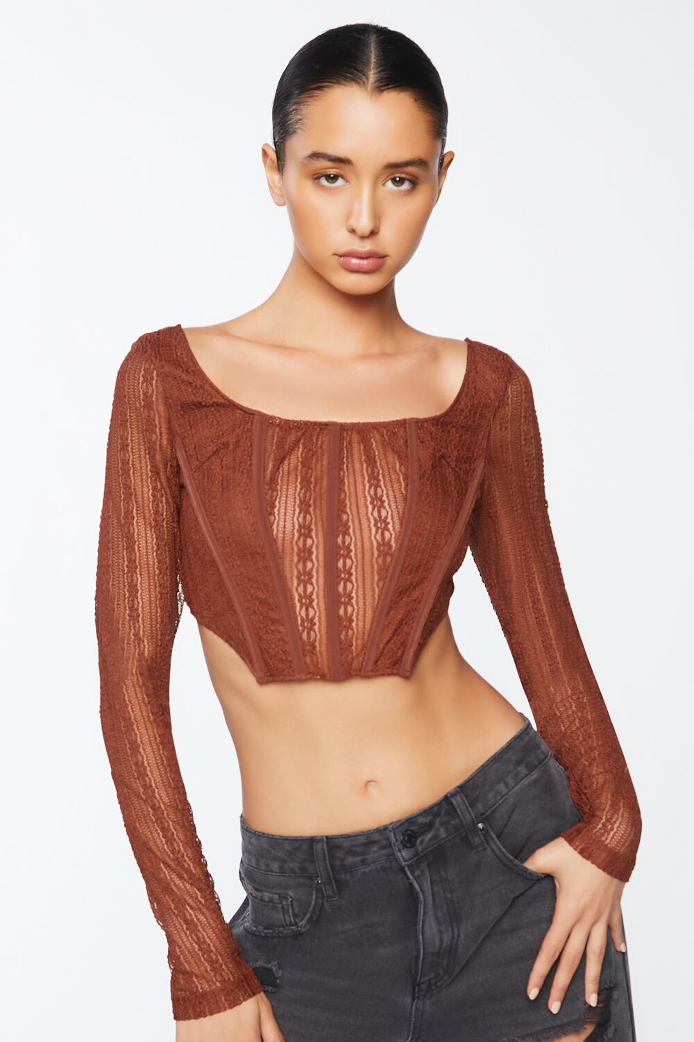 Crochet Lace Long-Sleeve Crop Top | Forever 21 Womens