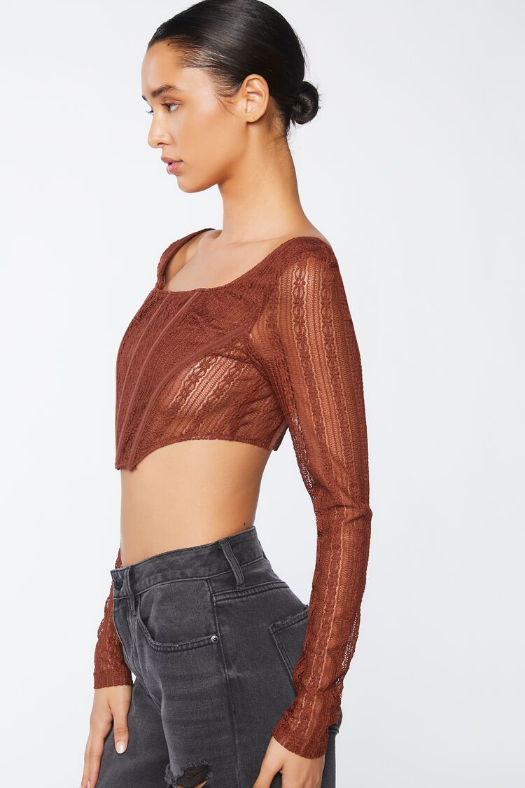 Crochet Lace Long-Sleeve Crop Top | Forever 21 Womens