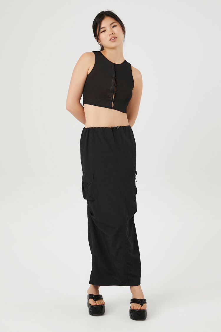 Button-Front Mesh Crop Top | Forever 21 Womens