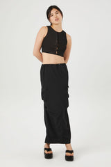 Button-Front Mesh Crop Top | Forever 21 Womens