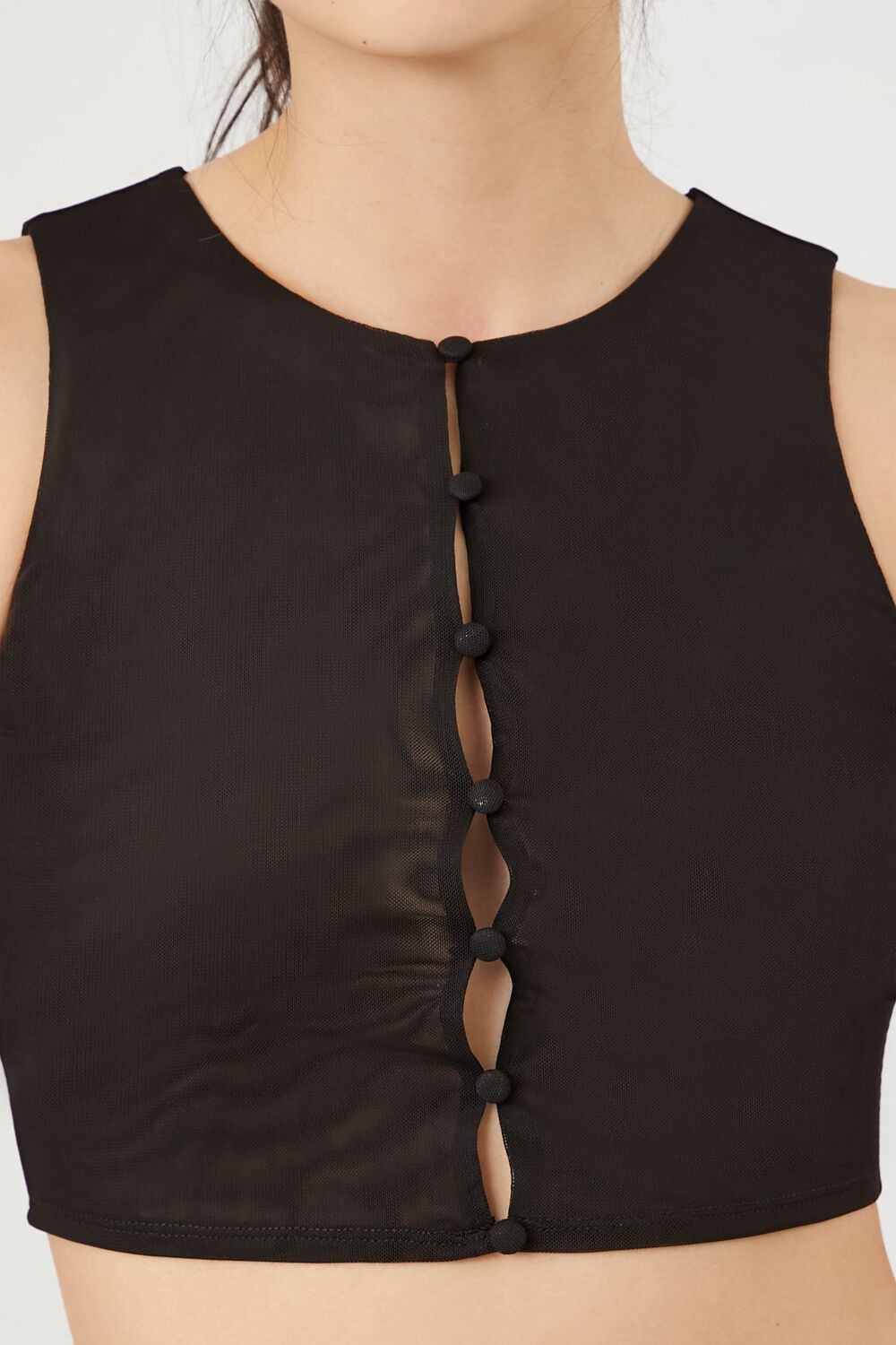 Button-Front Mesh Crop Top | Forever 21 Womens