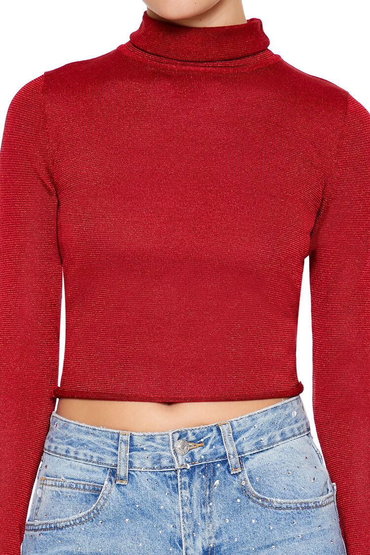 Glitter Knit Turtleneck Crop Top | Forever 21 Womens
