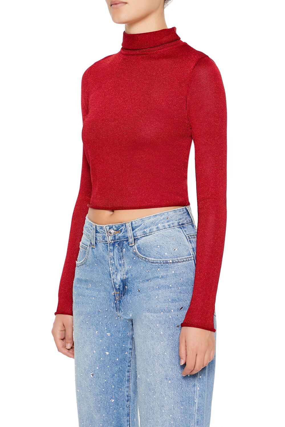 Glitter Knit Turtleneck Crop Top | Forever 21 Womens