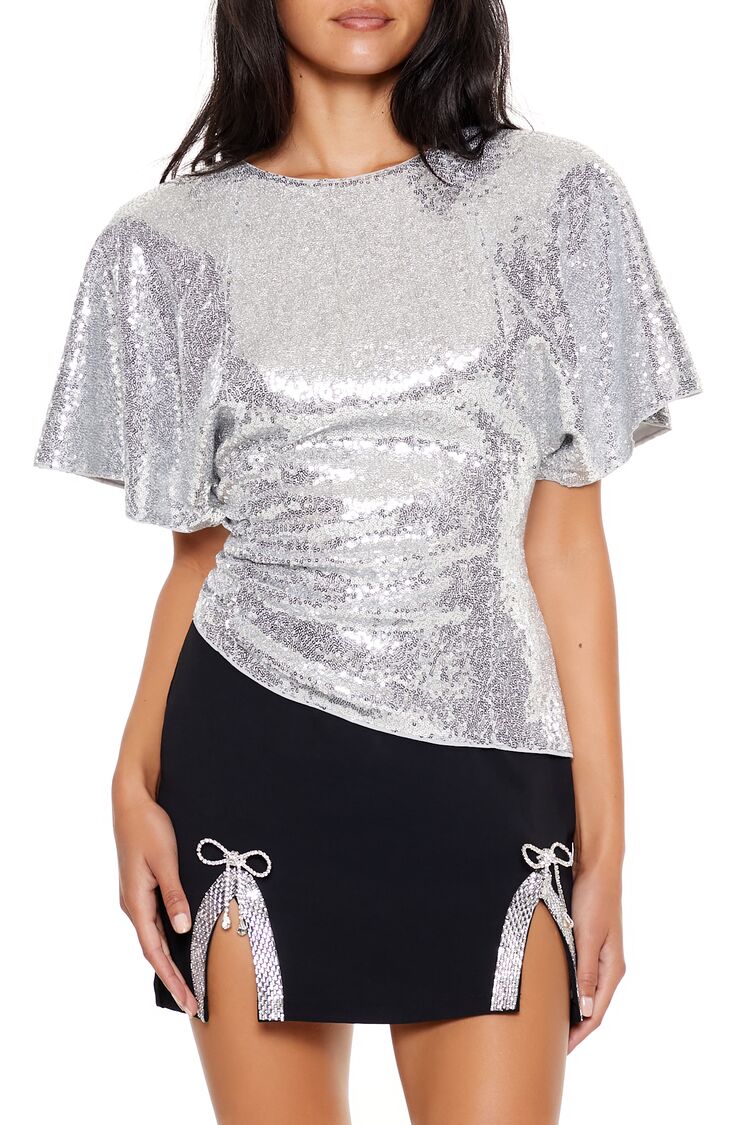 Sequin Butterfly-Sleeve Top | Forever 21 Womens