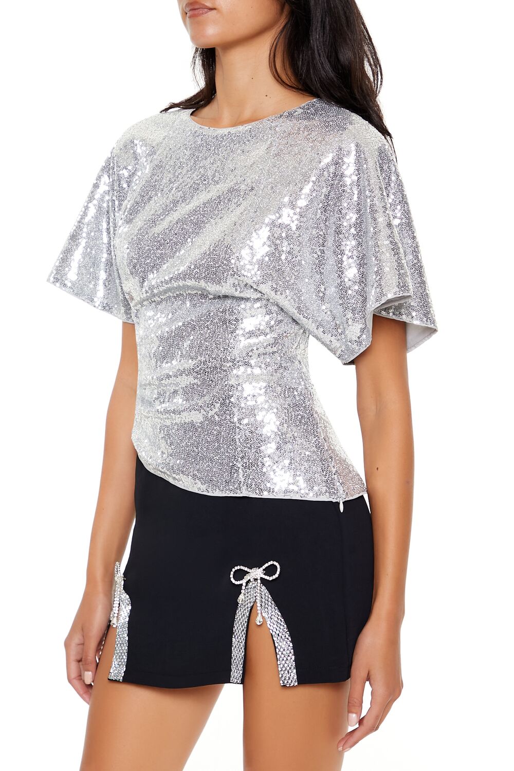 Sequin Butterfly-Sleeve Top | Forever 21 Womens