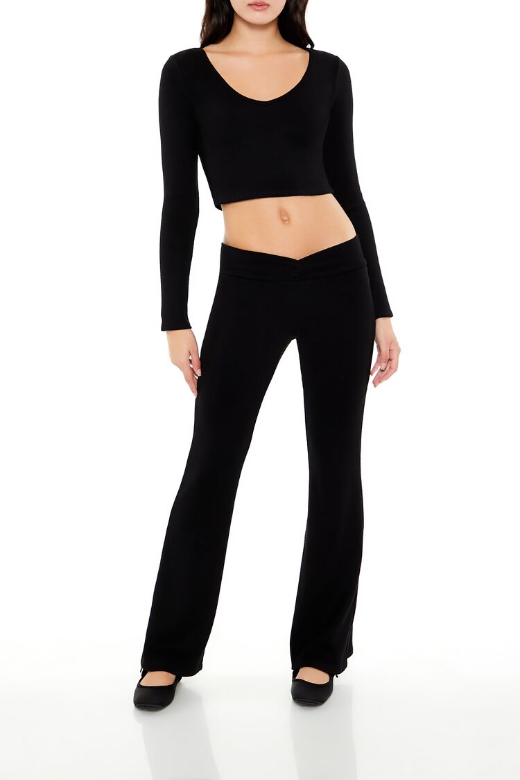 V-Neck Long-Sleeve Crop Top | Forever 21 Womens