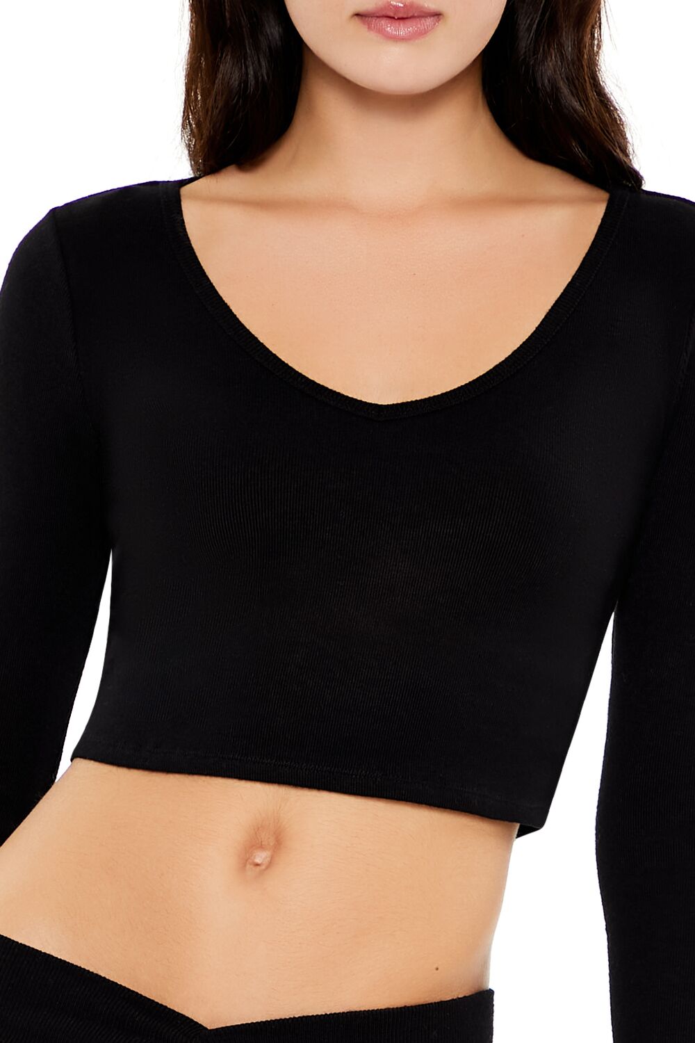 V-Neck Long-Sleeve Crop Top | Forever 21 Womens