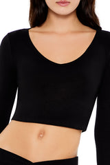 V-Neck Long-Sleeve Crop Top | Forever 21 Womens