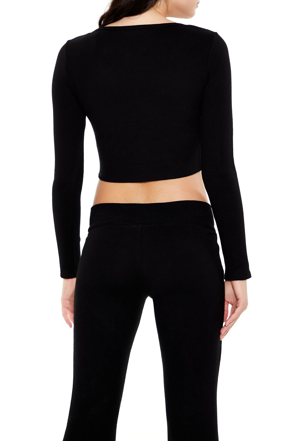 V-Neck Long-Sleeve Crop Top | Forever 21 Womens