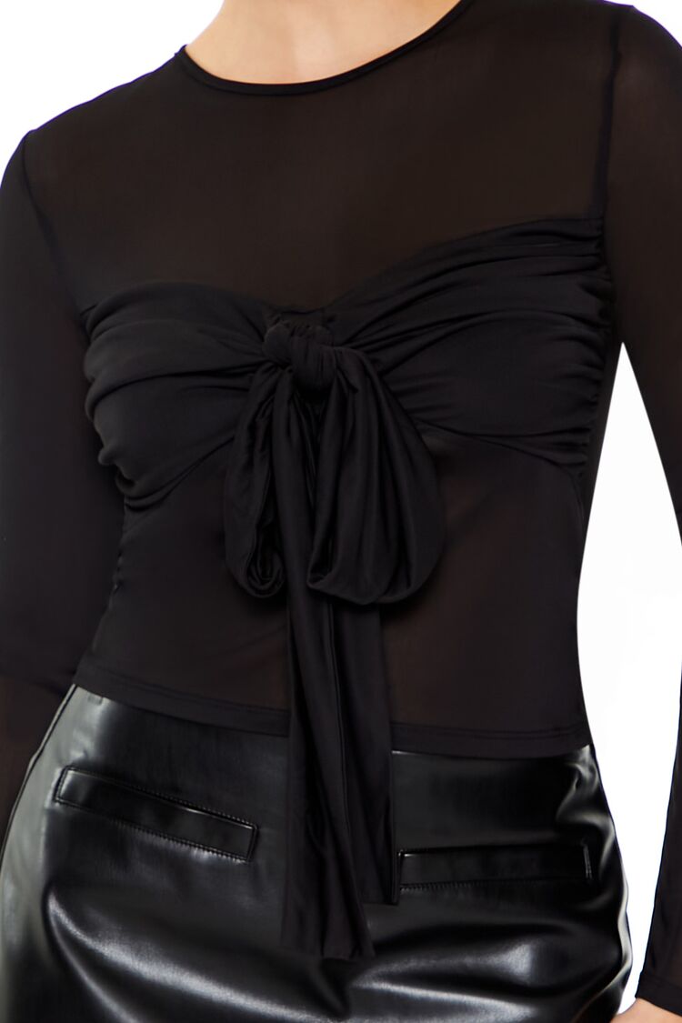 Ruched Mesh Tie-Front Top | Forever 21 Womens