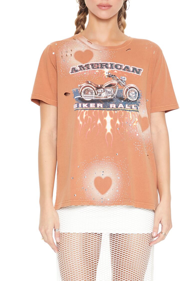 Rhinestone Biker Rally Tee | Forever 21 Womens