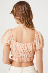 Shirred Puff-Sleeve Crop Top | Forever 21 Womens