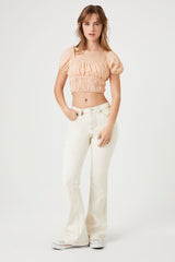 Shirred Puff-Sleeve Crop Top | Forever 21 Womens
