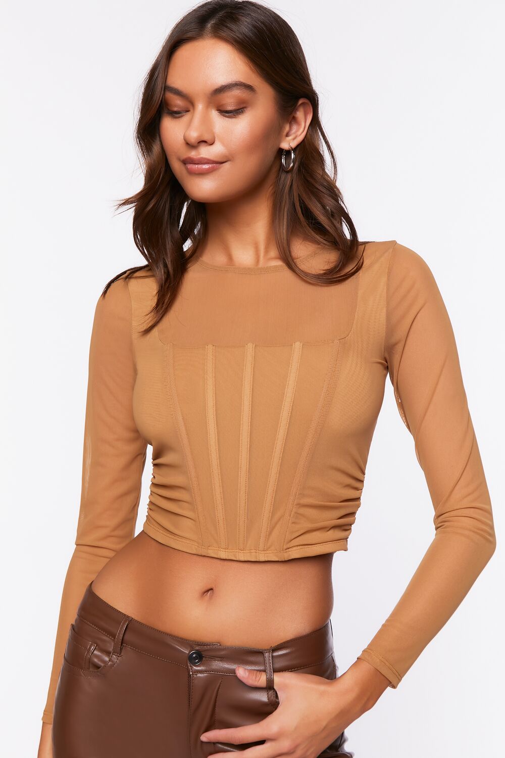 Illusion Neckline Corset Crop Top | Forever 21 Womens