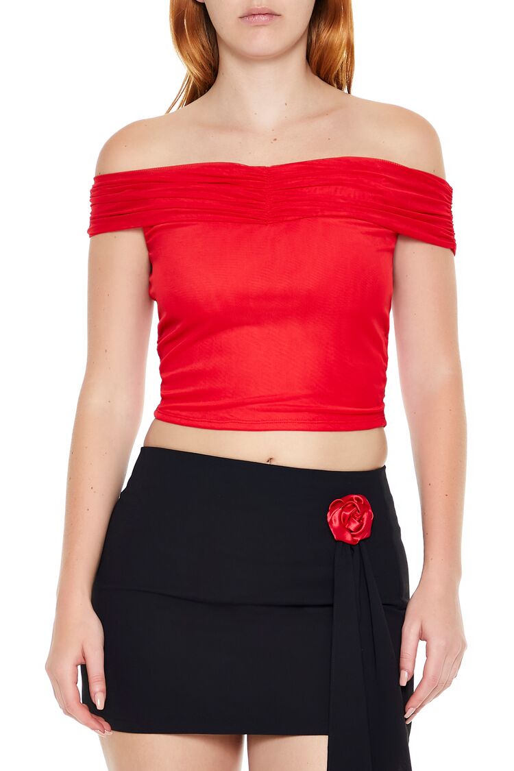 Mesh Off-the-Shoulder Crop Top | Forever 21 Womens