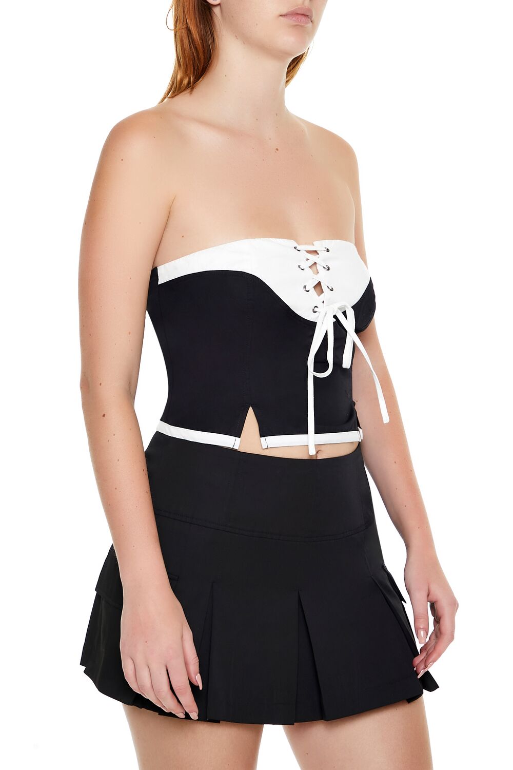 Colorblock Lace-Up Tube Crop Top | Forever 21 Womens