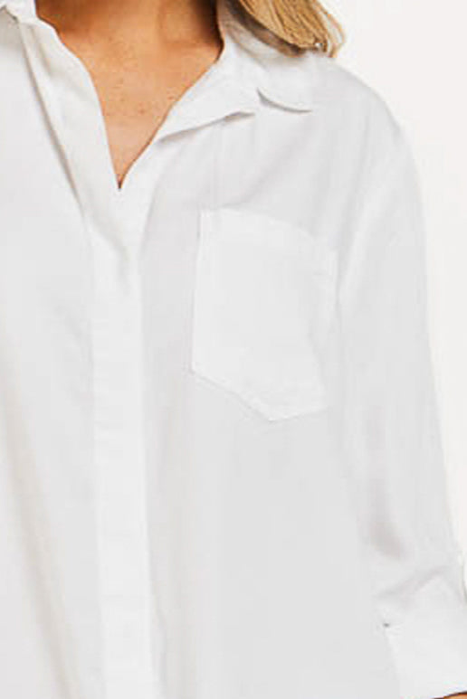 Riley Rolled Tab Sleeve Button Down Shirt Double Chest Pockets | Forever 21 Womens