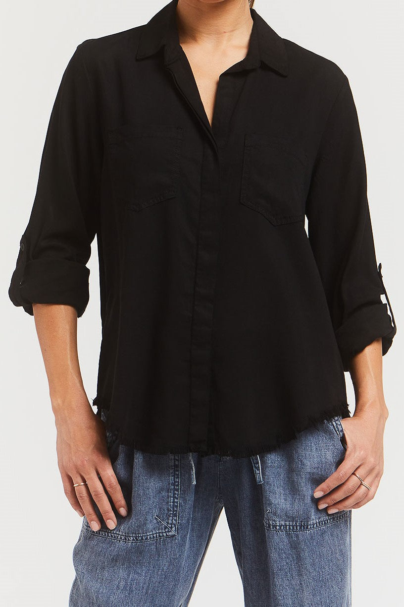 Riley Rolled Tab Sleeve Button Down Shirt Double Chest Pockets | Forever 21 Womens