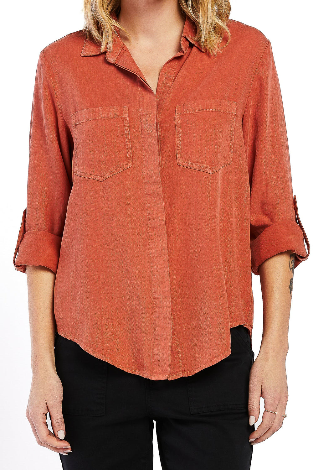 Riley Rolled Tab Sleeve Button Down Shirt | Forever 21 Womens