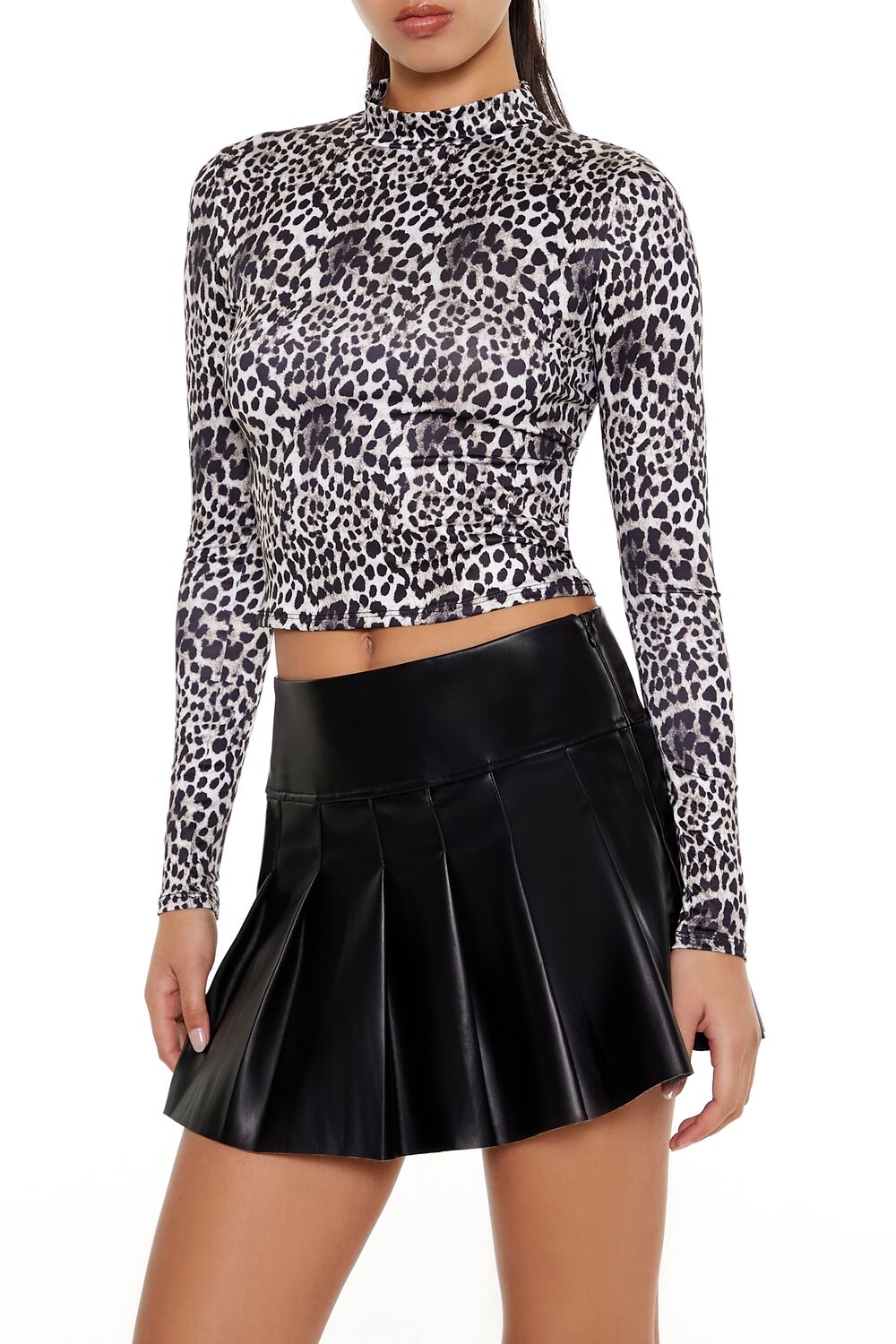 Leopard Mock Neck Crop Top | Forever 21 Womens