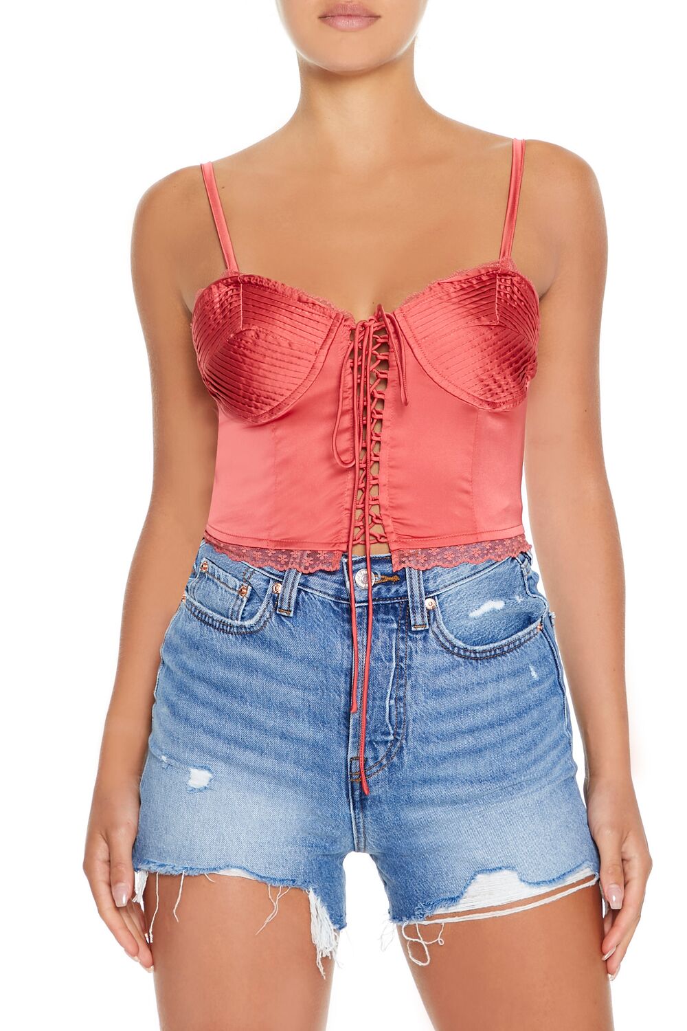 Satin Lace-Up Bustier Cami | Forever 21 Womens