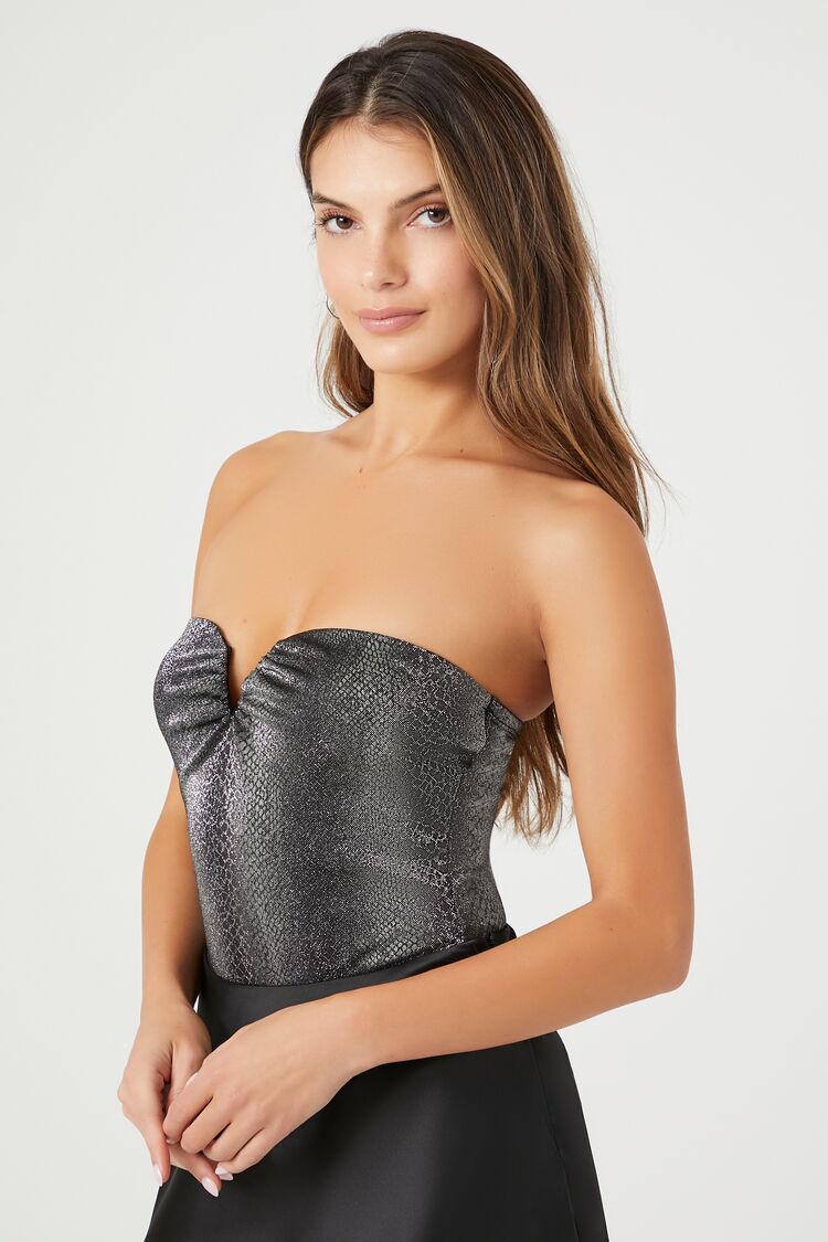 Snake Print Sweetheart Bodysuit | Forever 21 Womens