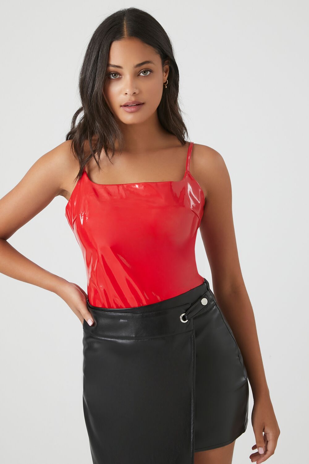 Faux Patent Leather Bodysuit | Forever 21 Womens