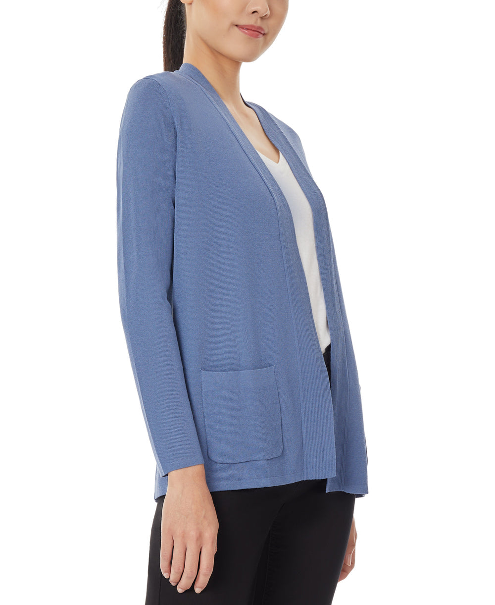 Open Front Ribbed Blue Icon Cardigan | Forever 21 Womens