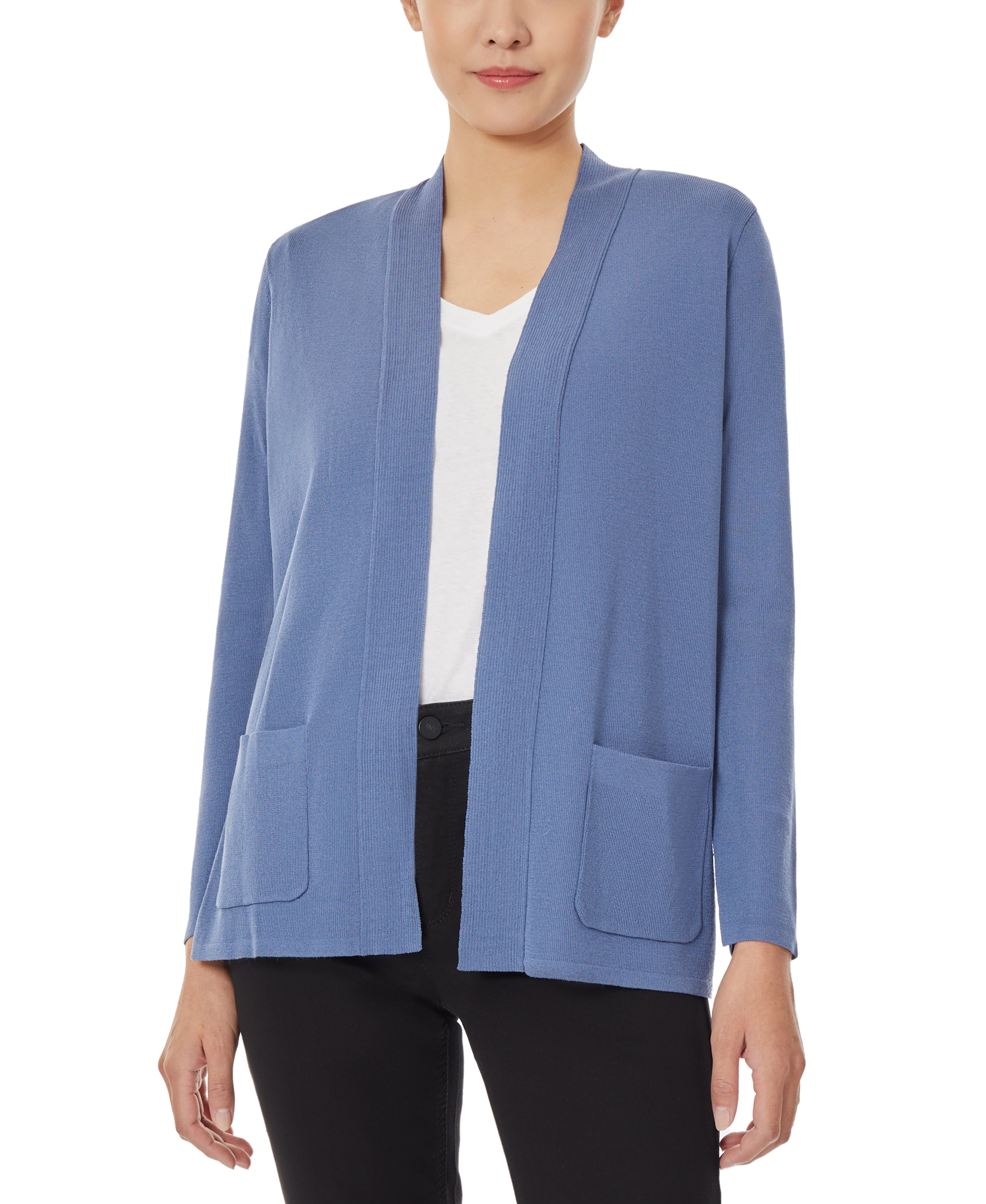 Open Front Ribbed Blue Icon Cardigan | Forever 21 Womens
