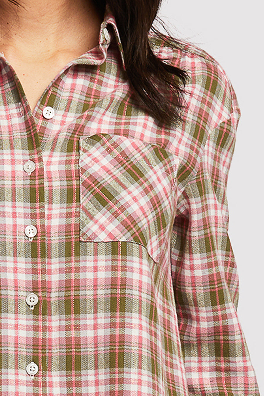 Long Sleeve Button Down Shirt, Chest Patch Pockets Shirred Shoulder De | Forever 21 Womens
