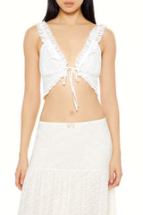 Plunging Lace-Trim Crop Top | Forever 21 Womens