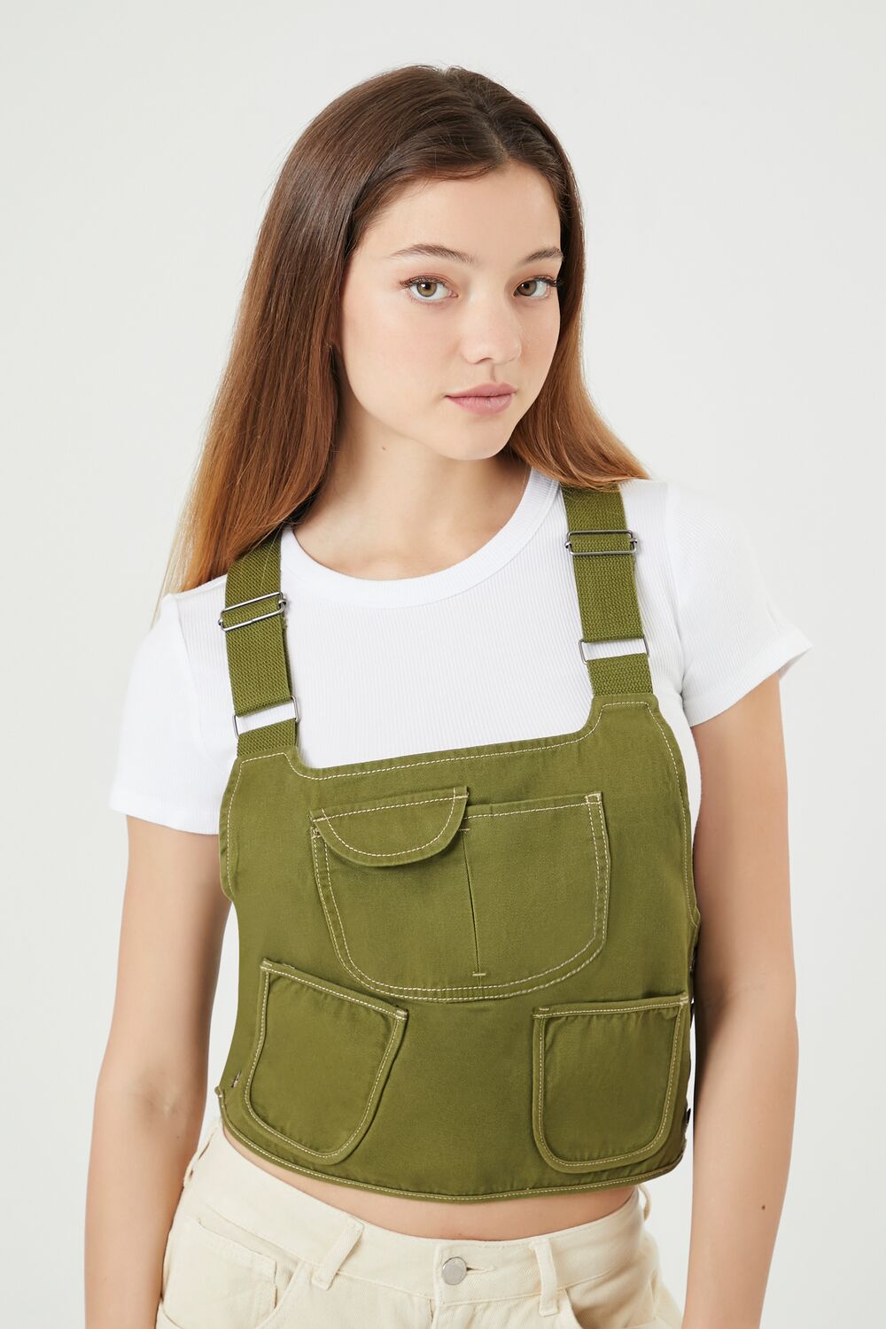 Twill Overall Crop Top | Forever 21 Womens