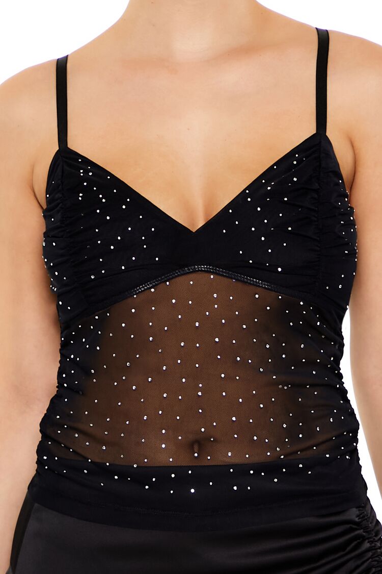 Sheer Mesh Rhinestone Cami | Forever 21 Womens