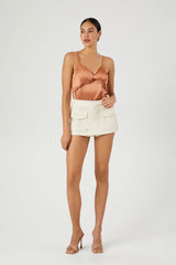Satin Ruffle-Trim Bodysuit | Forever 21 Womens