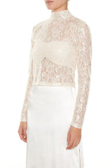 Sheer Lace Sequin Mock Neck Top | Forever 21 Womens