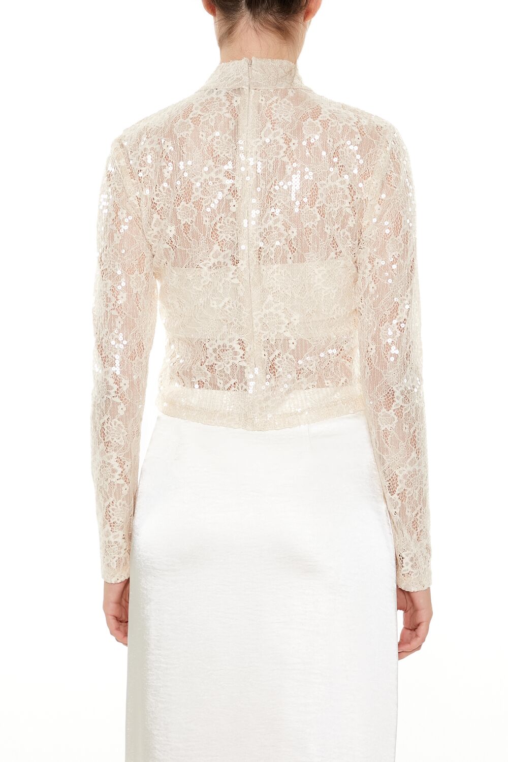 Sheer Lace Sequin Mock Neck Top | Forever 21 Womens