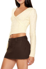 Surplice Textured Cropped Sweater | Forever 21 Womens