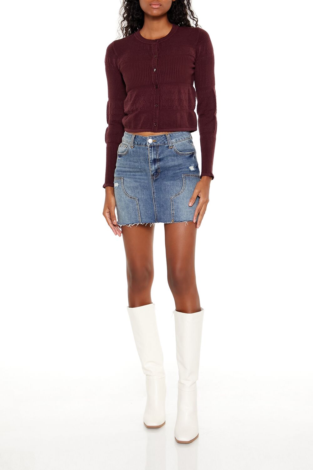 Mixed Knit Cardigan Sweater | Forever 21 Womens
