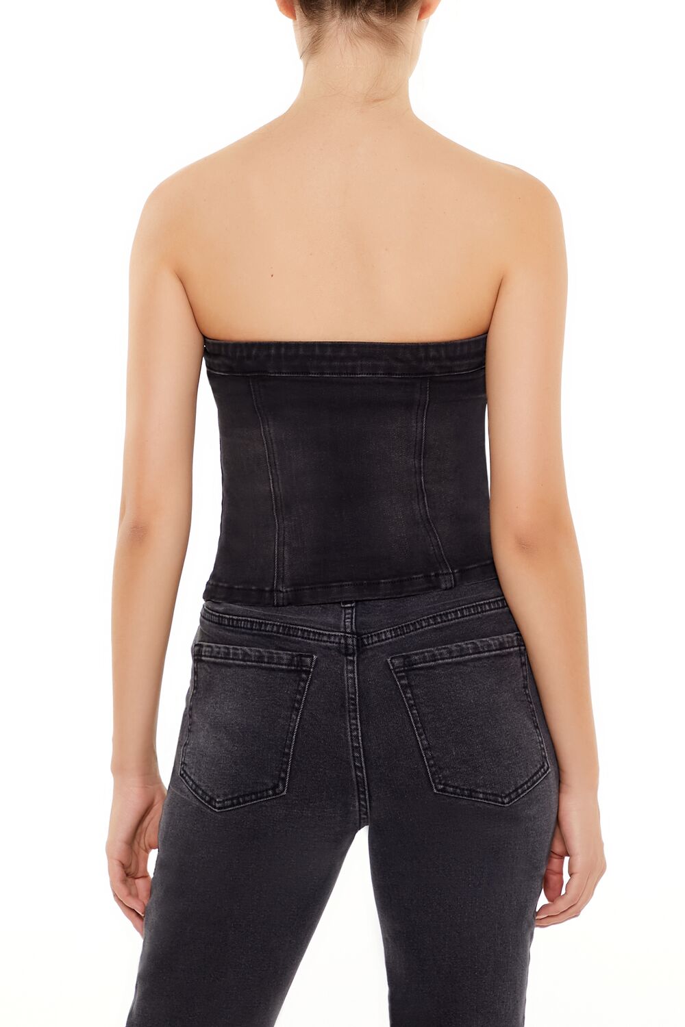 Denim Zip-Front Cropped Tube Top | Forever 21 Womens