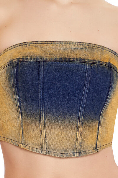 Sandblasted Denim Tube Crop Top | Forever 21 Womens