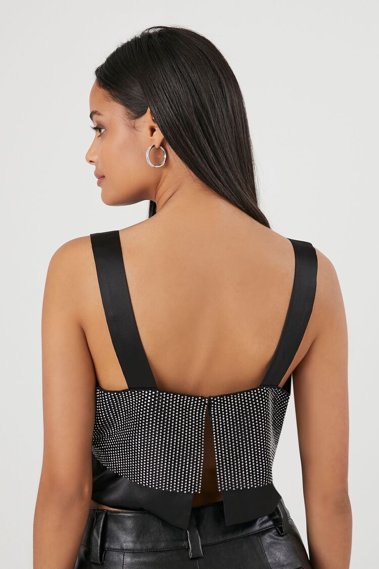 Satin Rhinestone Crop Top | Forever 21 Womens